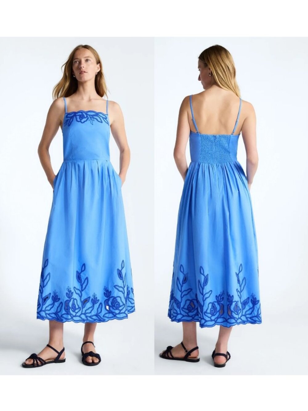 NWT Free Assembly Women's Embroidered Cotton Midi Dress Size S